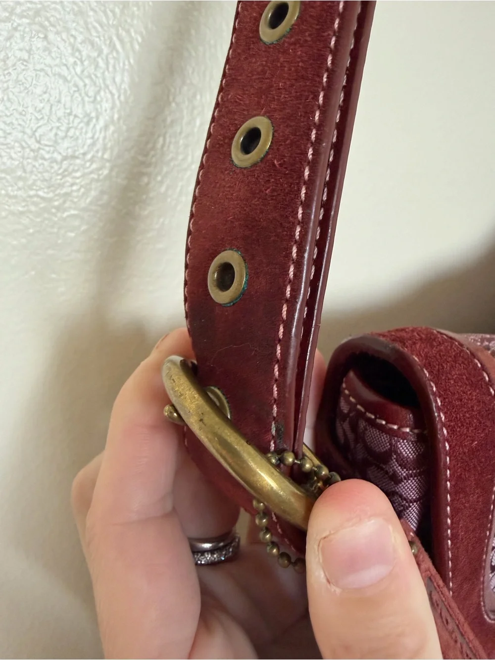 COACH Vintage 6376 Soho Burgundy Bordeaux Red Signature Monogram Hobo Bag